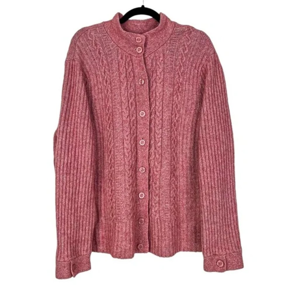 Women's Merino Mohair Pink Cable Knit Sweater